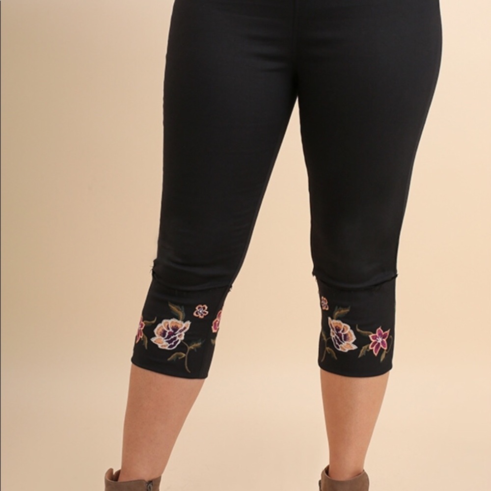 Floral Embroidered Hem Jeggings XL - Picture 6 of 7